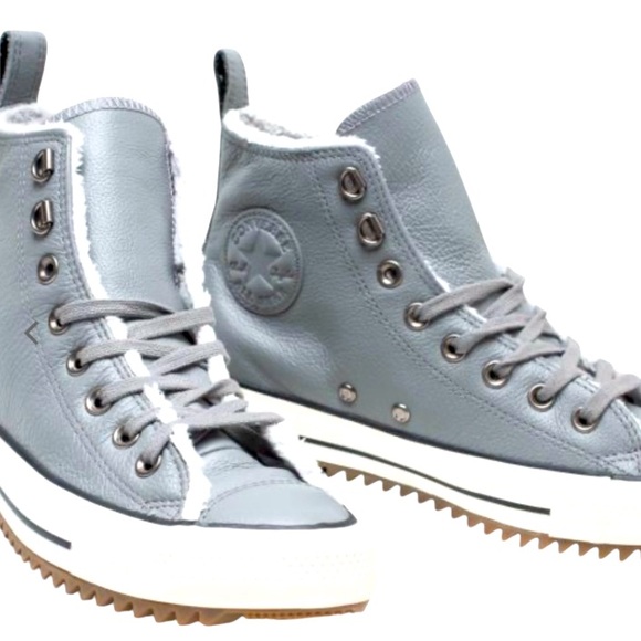 WRn1X CONVERSE ALL STAR Leather fur hiker boots men’s size 7 women's size 9 - Picture 1 of 17